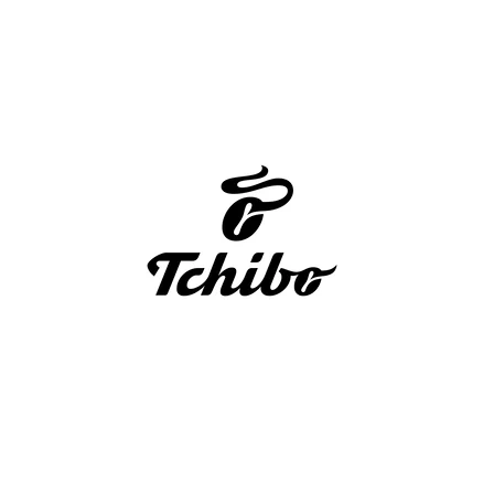 Beyaz arka plan üzerinde siyah Tchibo logosu.