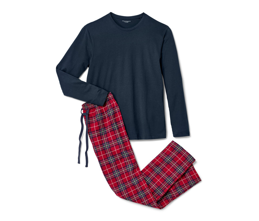 Mavi/kareli pijama takımı.