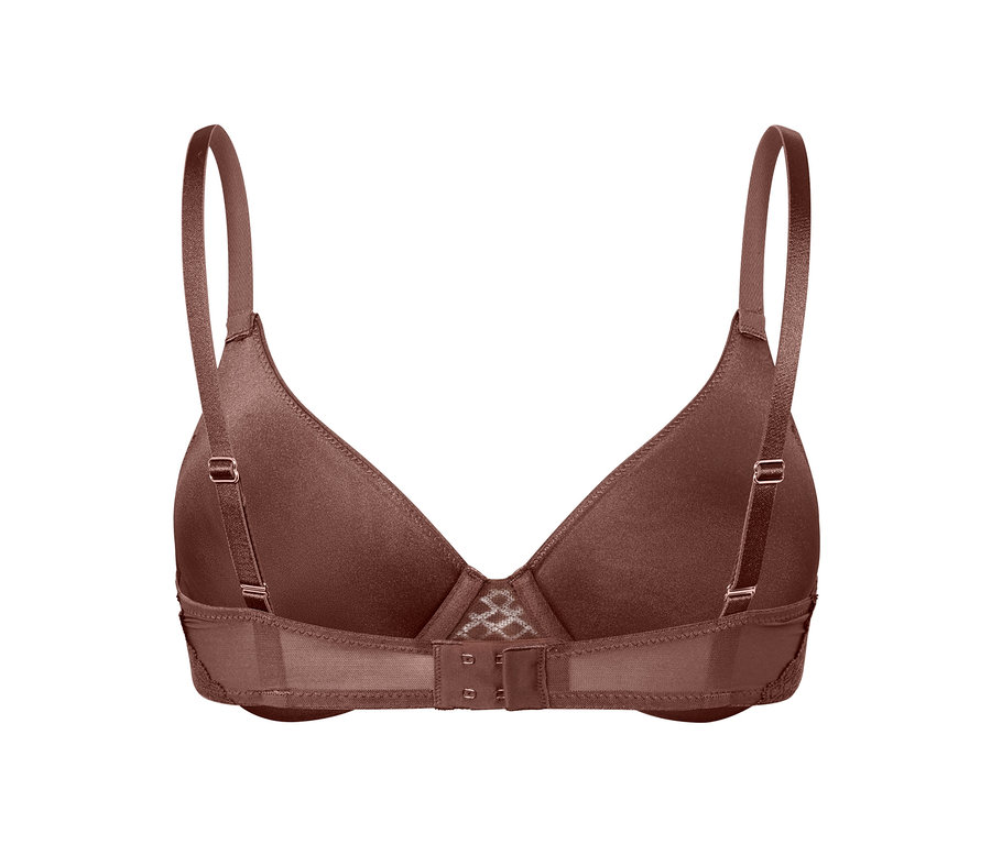 Kestane rengi balenli sütyenin arka detay görünümü.