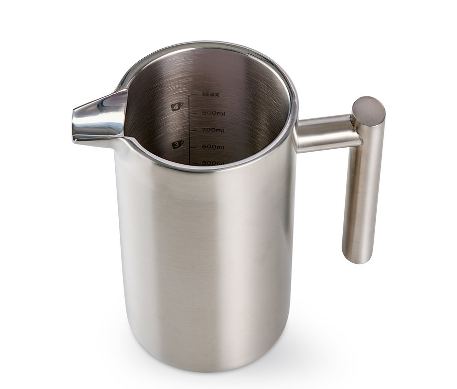 900 ml'lik, çift cidarlı, çelik French Press kahve demliği