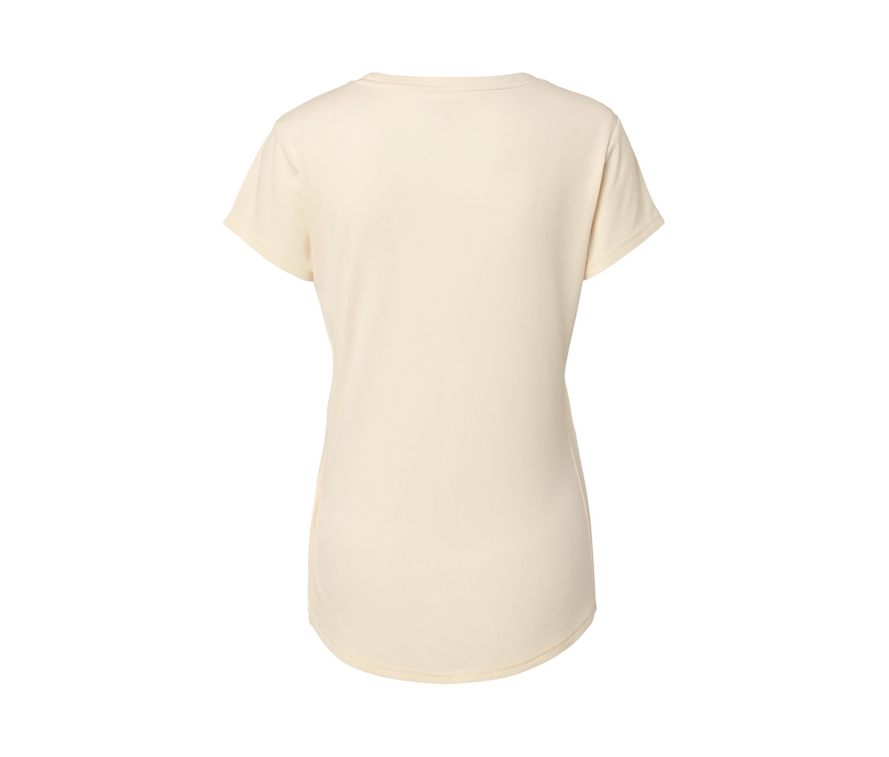 Krem rengi spor tişörtü arkadan görünümü.