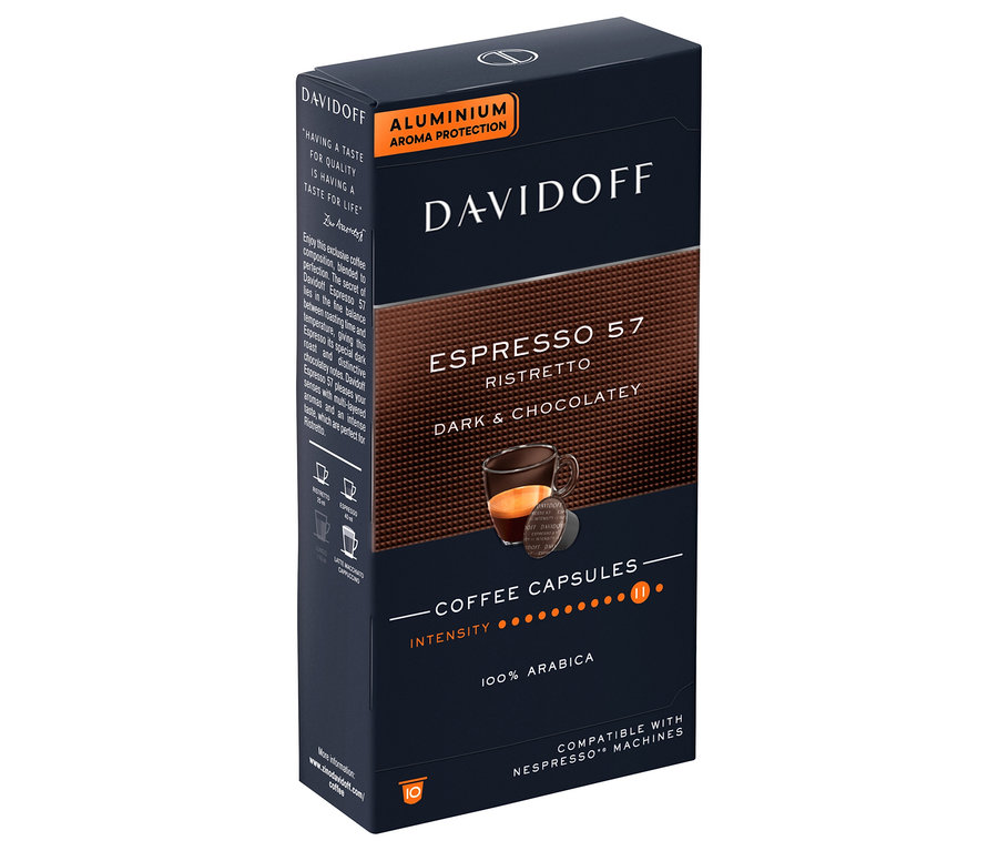 10 kapsül DAVIDOFF CAFÉ Espresso 57 kahve paketi.
