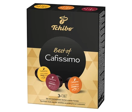 Tchibo'nun Cafissimo Best of Cafissimo 30 Kapsül paketi görülüyor.