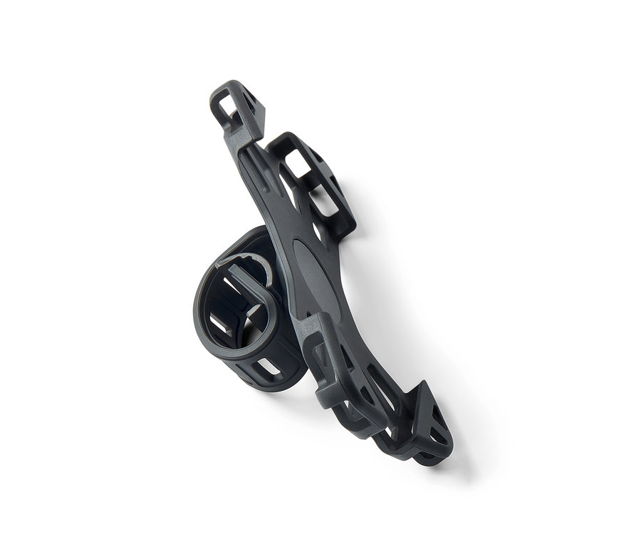 Beyaz arka planda siyah bir Bisiklet Akıllı Telefon Tutucu.