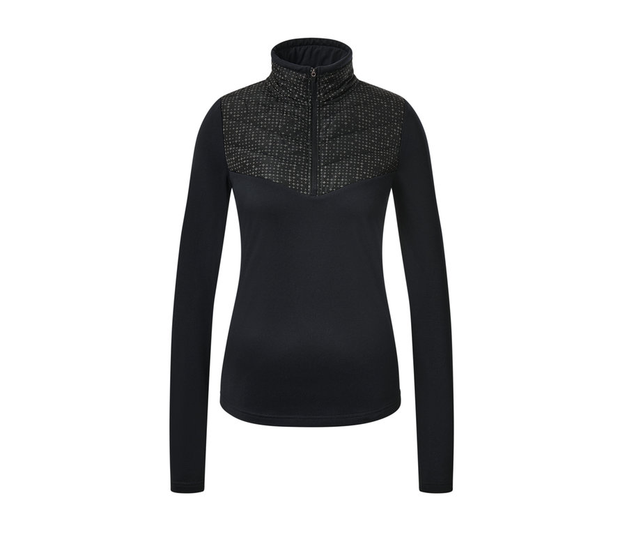 Uzun kollu ve fermuarlı siyah hibrit termal üst.