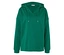İpli, yeşil kapüşonlu sweatshirt.