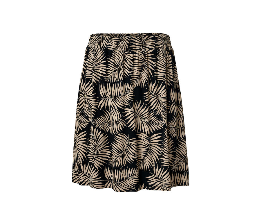 Palmiye yaprağı desenli siyah jarse etek