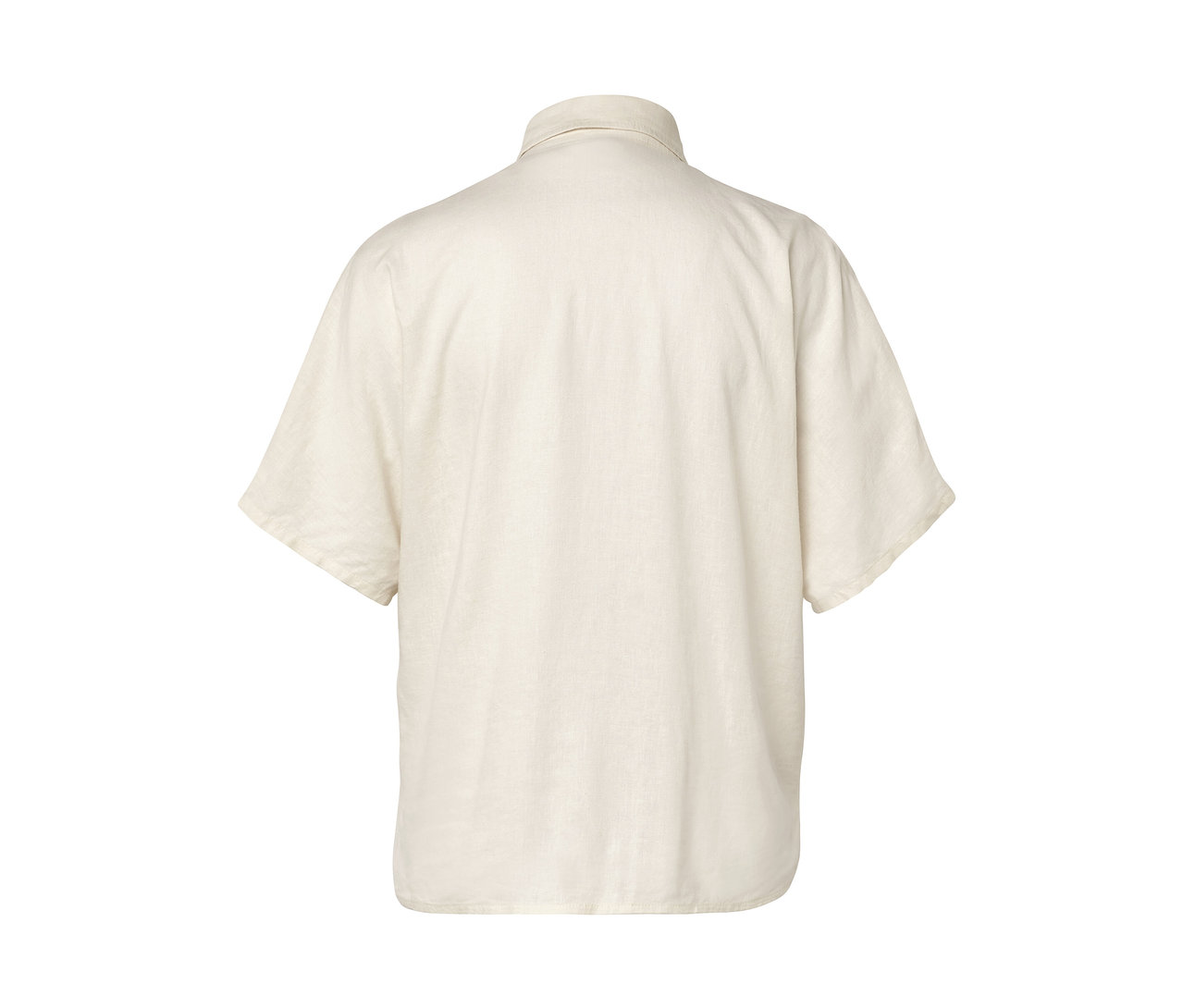 Arkadan krem beyazı keten bluz.