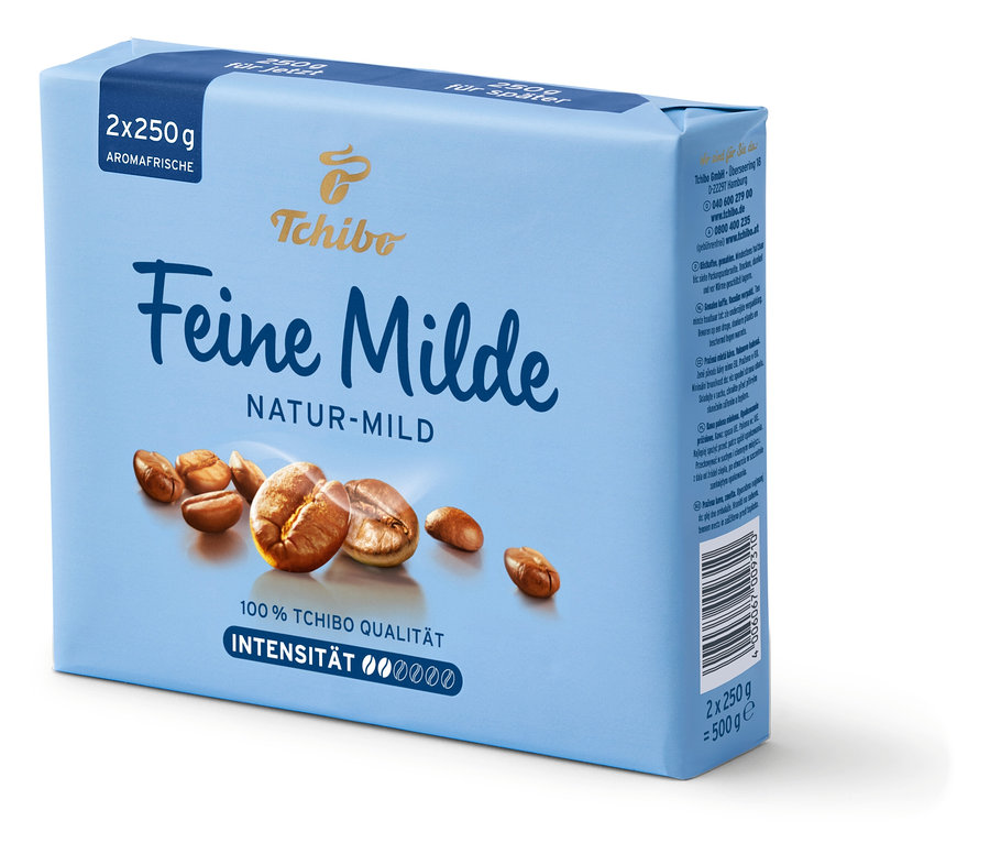 Bir paket Tchibo Feine Milde öğütülmüş kahve, 2x250g.
