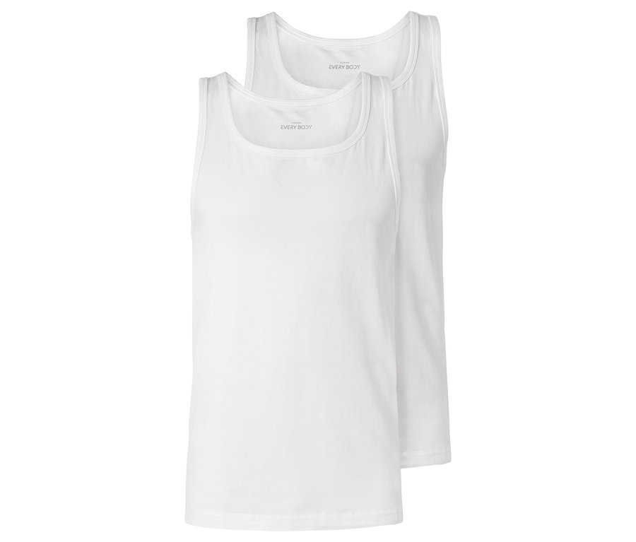 İki beyaz atlet üst üste duruyor.