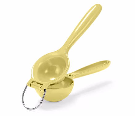 Sarı plastik ve metal limon sıkacağı.