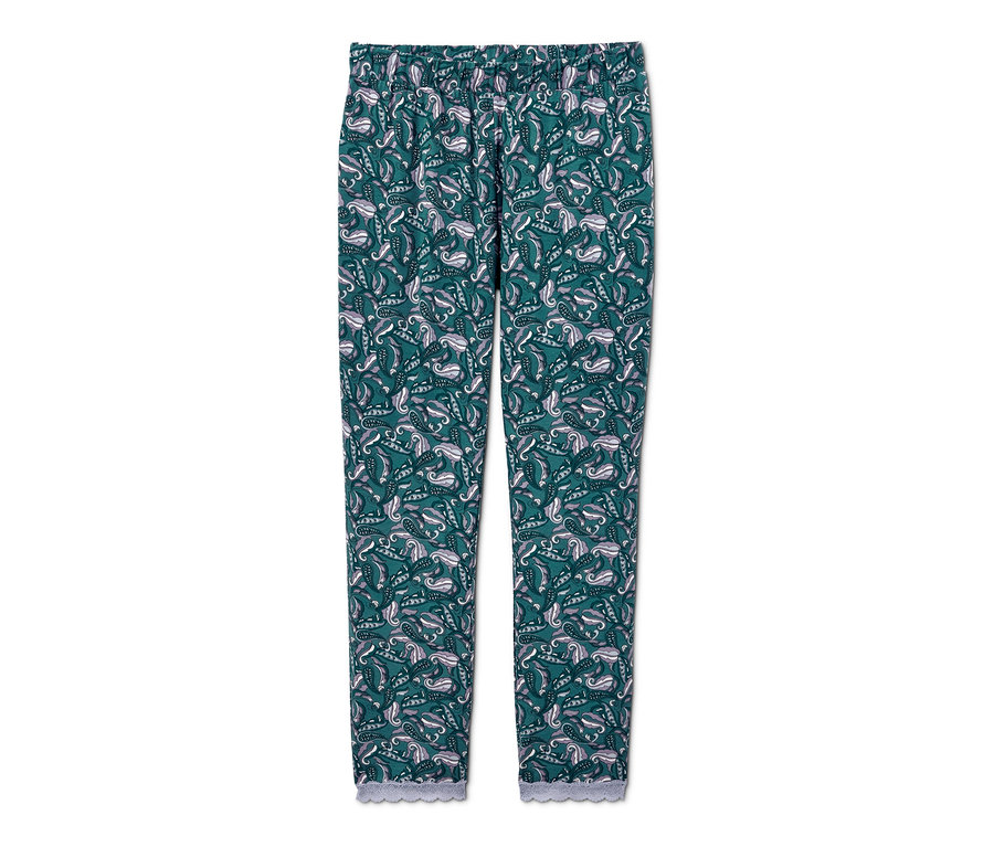 Tamamı baskılı, yeşil renkli pijama altı.