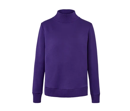 Mor renkli, yarım balıkçı yaka sweatshirt.