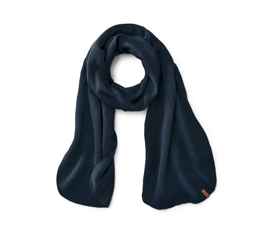 Lacivert örgü polar atkı.