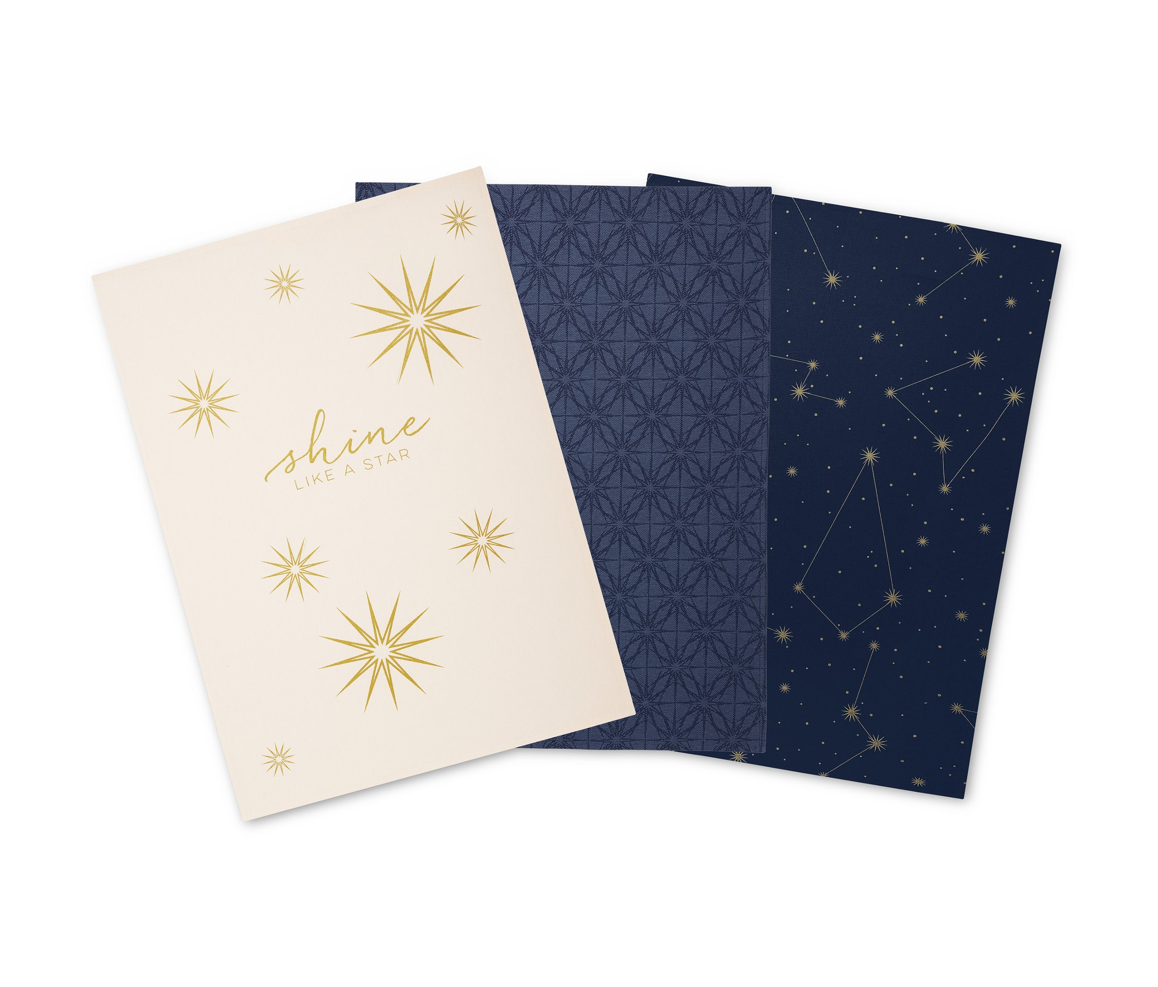 Üç farklı desende bulaşık bezi üst üste duruyor.