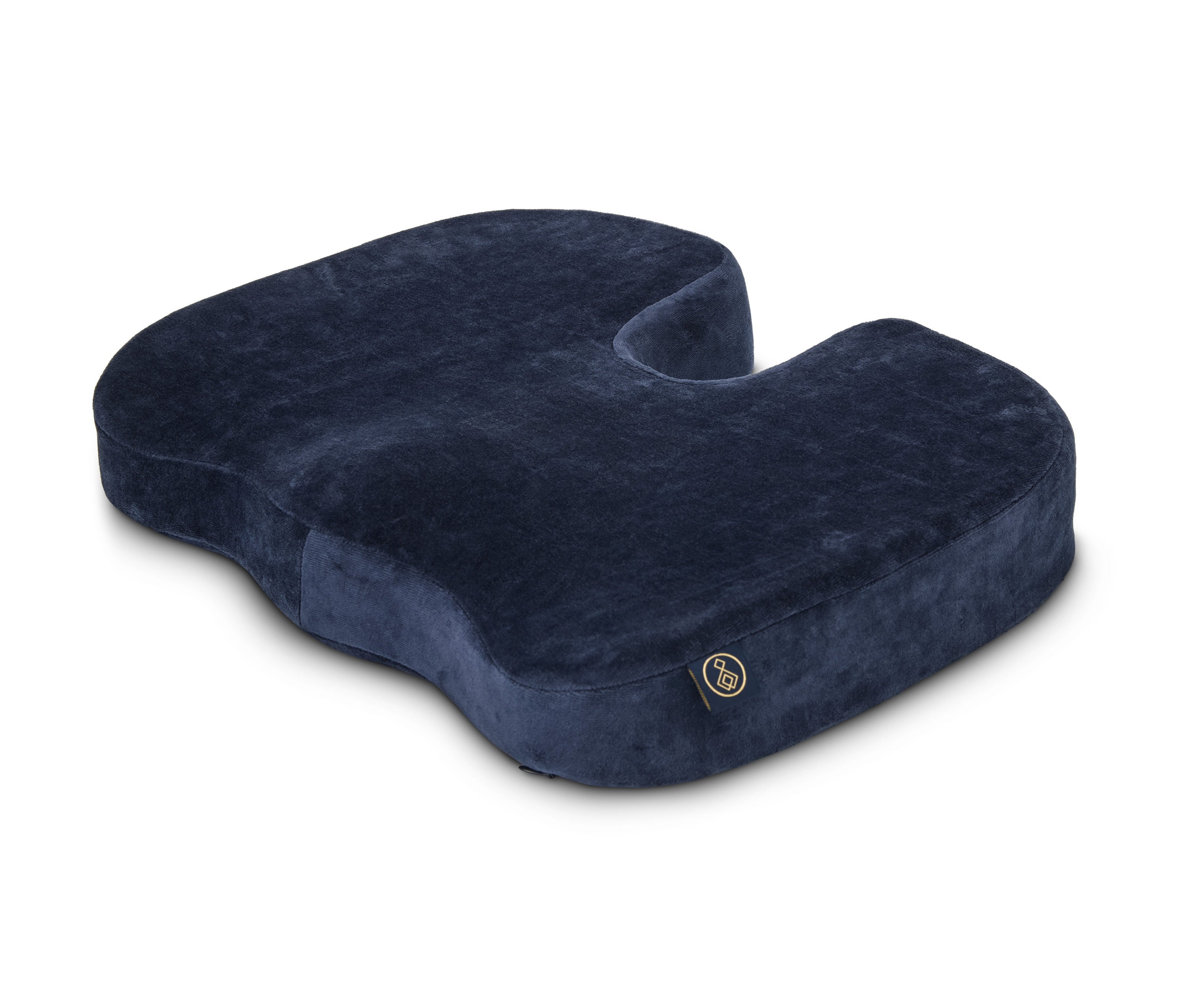 Beyaz bir arka plan üzerinde lacivert hafızalı süngerli minder.