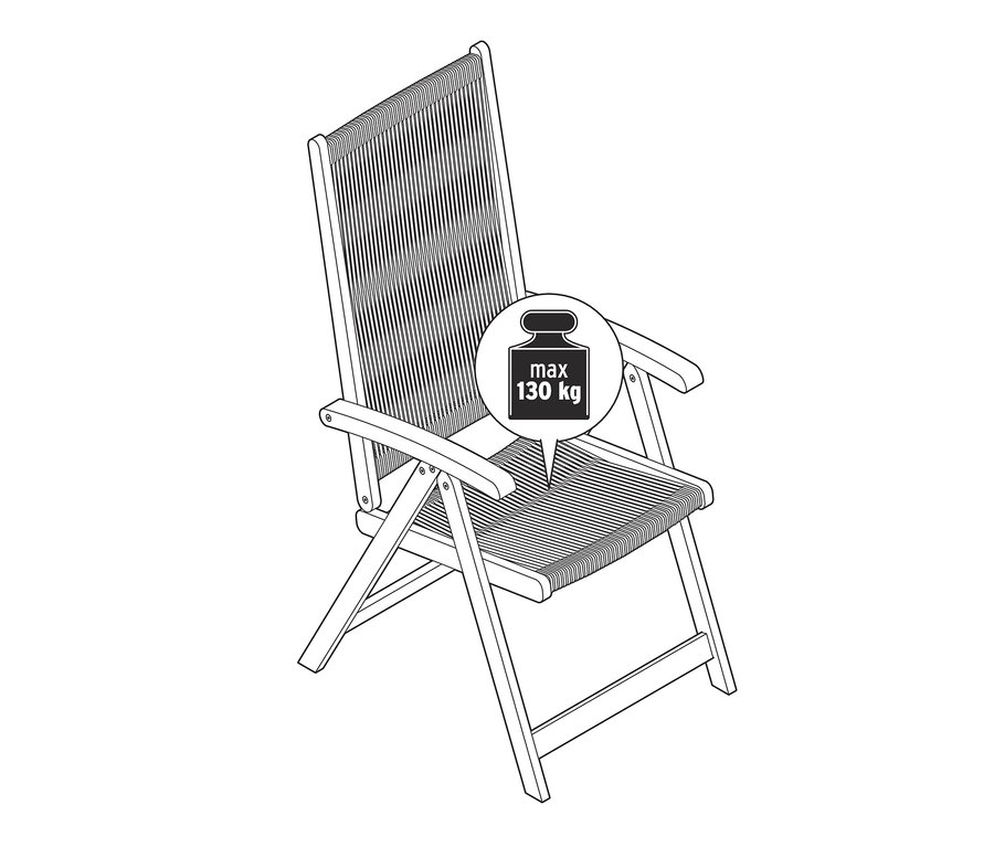 130 kg ağırlık sınırına sahip, yüksek sırtlıklı »Lenja« sandalyenin çizimi