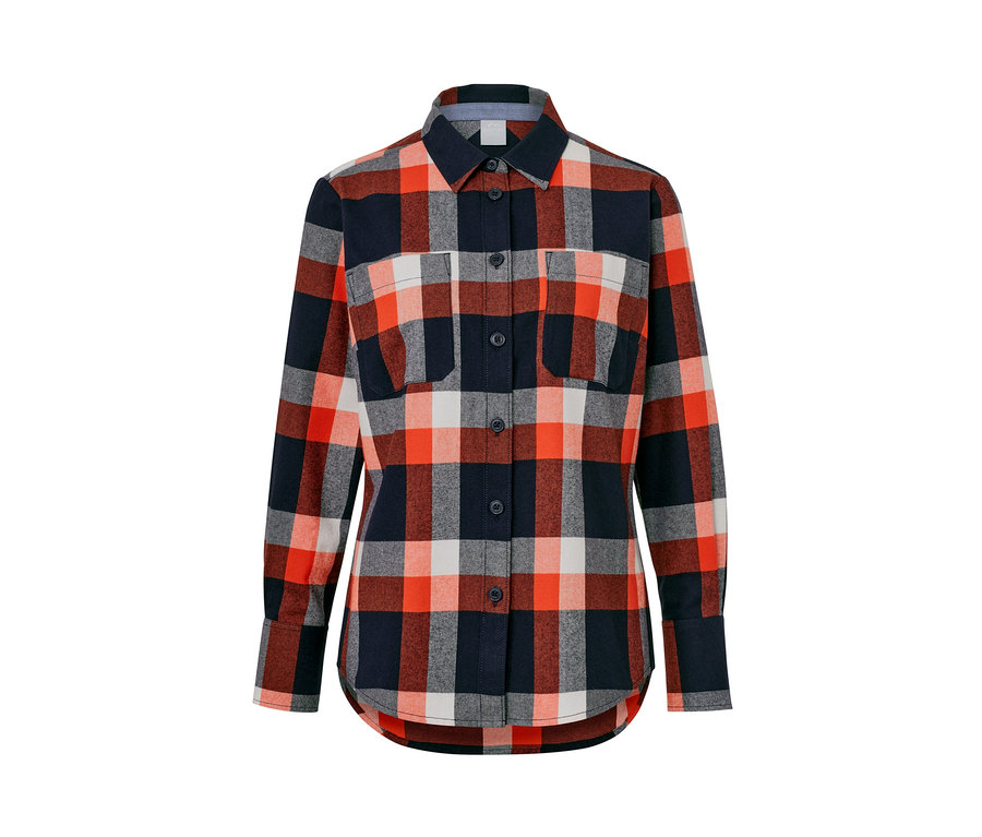 Uzun kollu, cepli ve düğmeli kareli gömlek