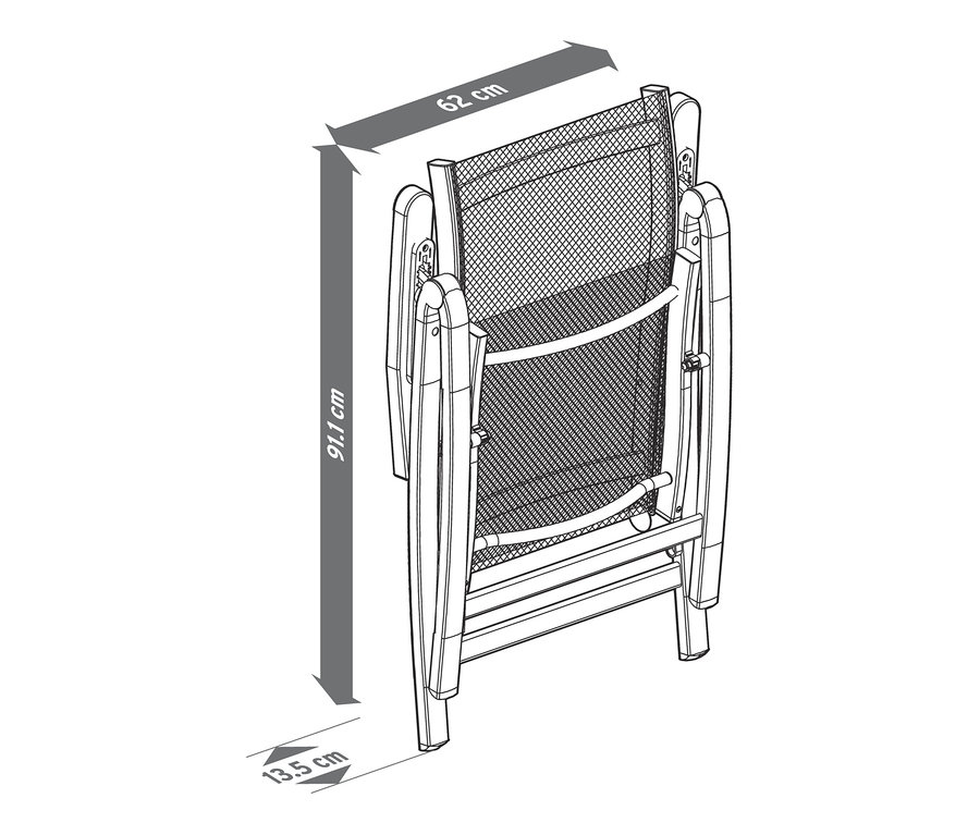 Ayarlanabilir sırtlı »Liska« yüksek sandalye ve ölçüleri çizimi.