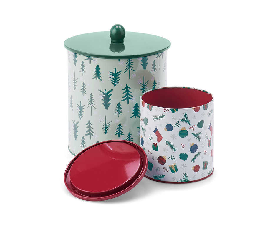 Noel desenli 2 adet kurabiye kutusu.