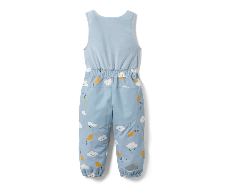 Bulut ve uçurtma desenli açık mavi küçük çocuk termal yağmur pantolonu