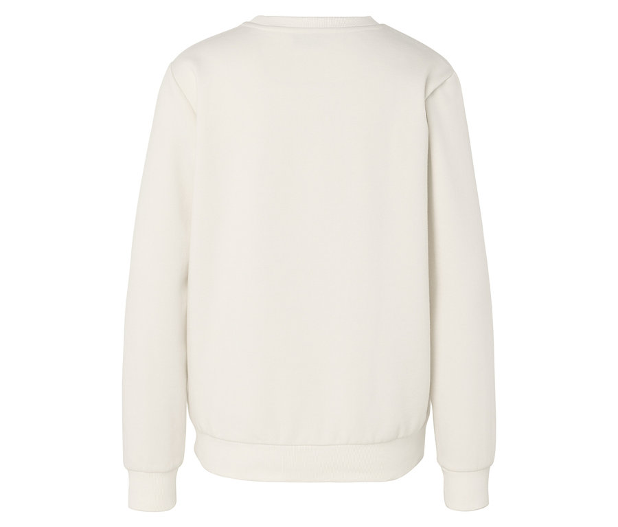 Krem rengi bir sweatshirt'ün arka görünümü.