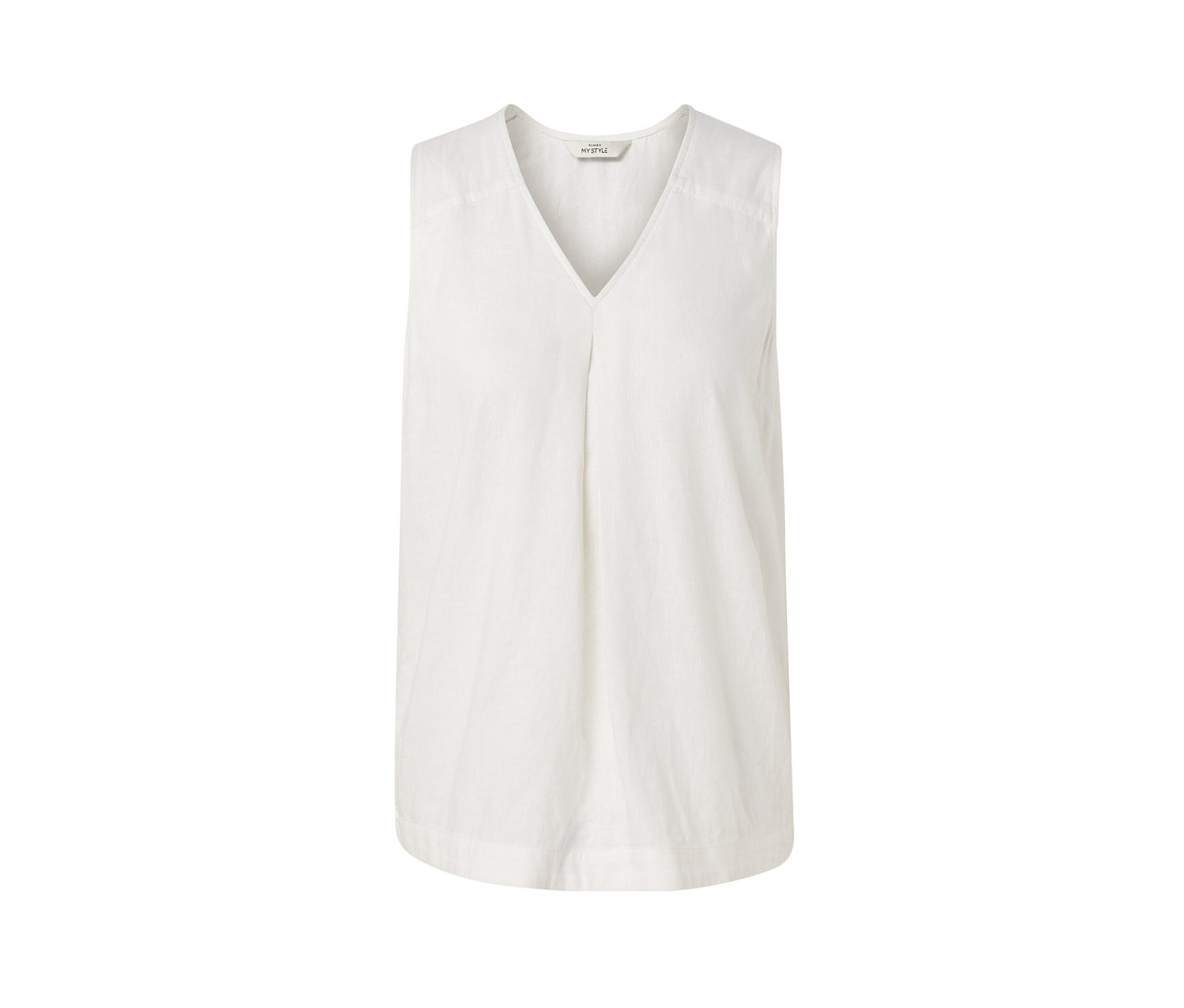 Beyaz, kolsuz keten bluz