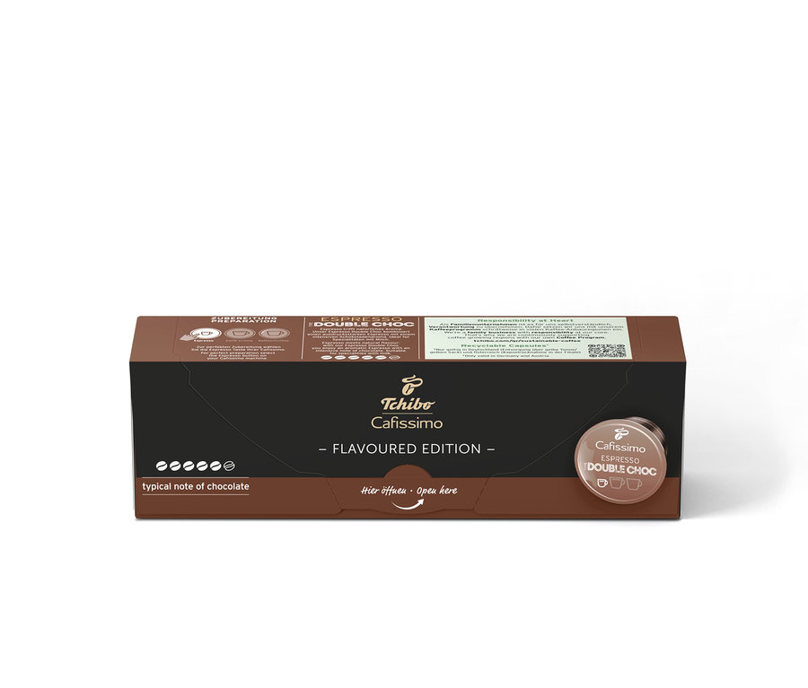 Bir paket Cafissimo Flavoured Espresso Double Choc kapsülü.