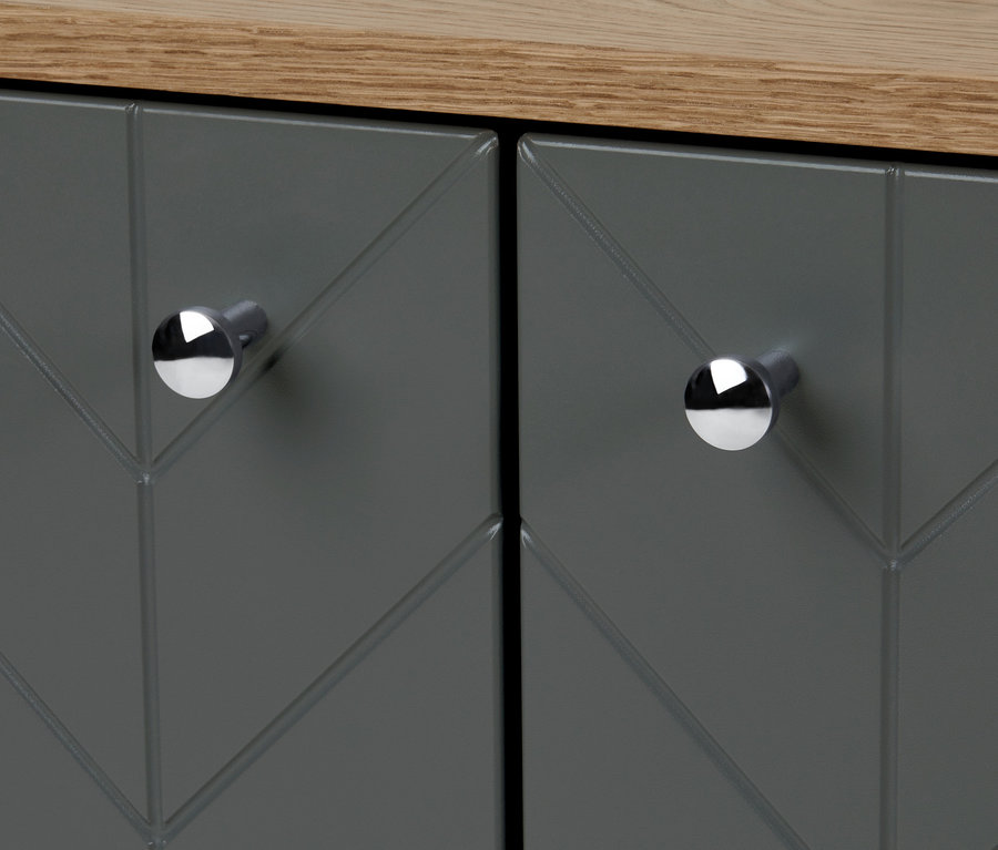 2 Kapaklı ve 2 Açık Bölmeli Alçak Büfe'nin yakın çekim görüntüsü..