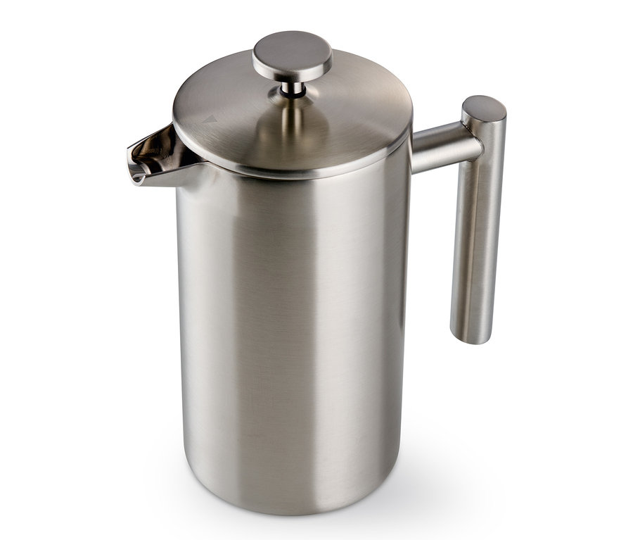 900 ml'lik, çift cidarlı, çelik French Press kahve makinesi.