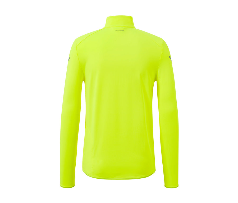 Neon sarısı fonksiyonel termal üstün arka detay görüntüsü.