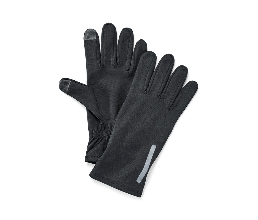 İki adet siyah koşu eldiveni.