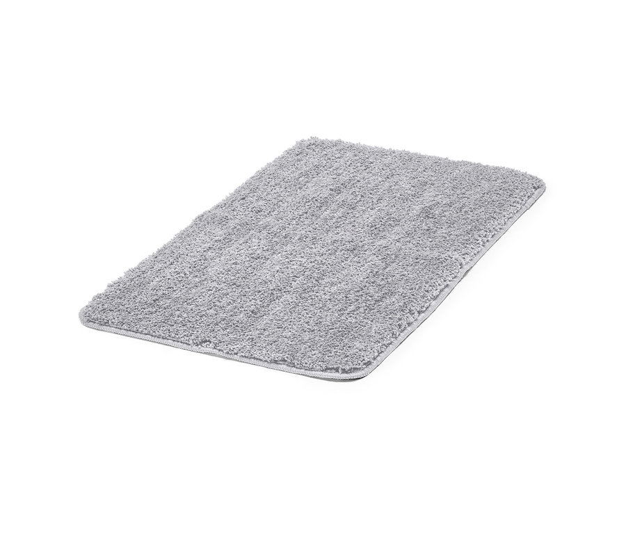 Beyaz arka planda gri banyo paspası.