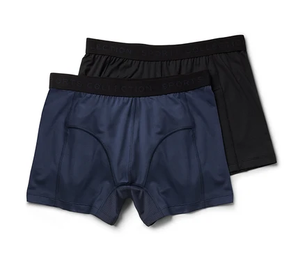 İki adet slip boxer; biri lacivert, biri siyah.