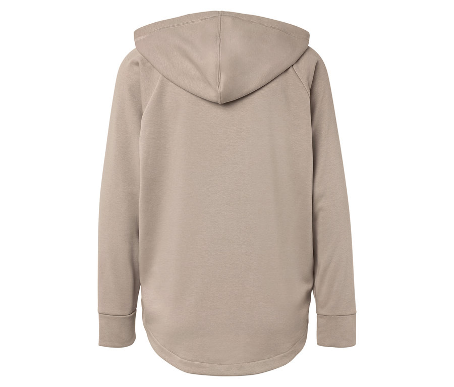 Bej rengi kapüşonlu sweatshirt arkadan görünümü.