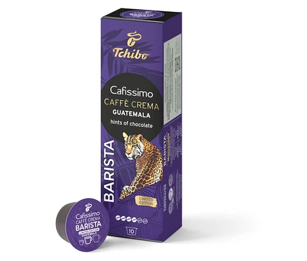 Mor Cafissimo BARISTA Caffè Crema Guatemala paketinin yanında kapsül.