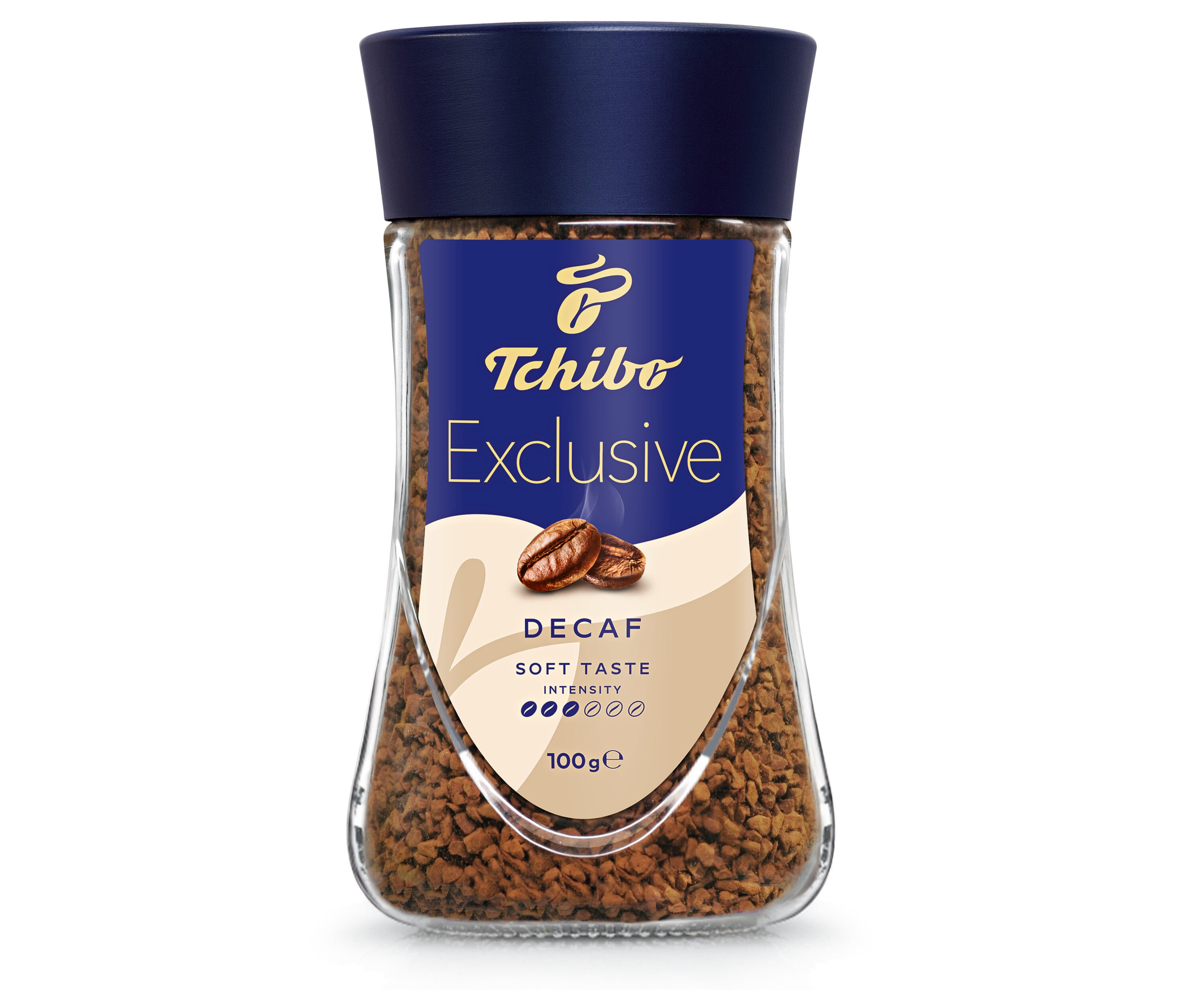 Tchibo Exclusive Decaf hazır kahve kavanozu.