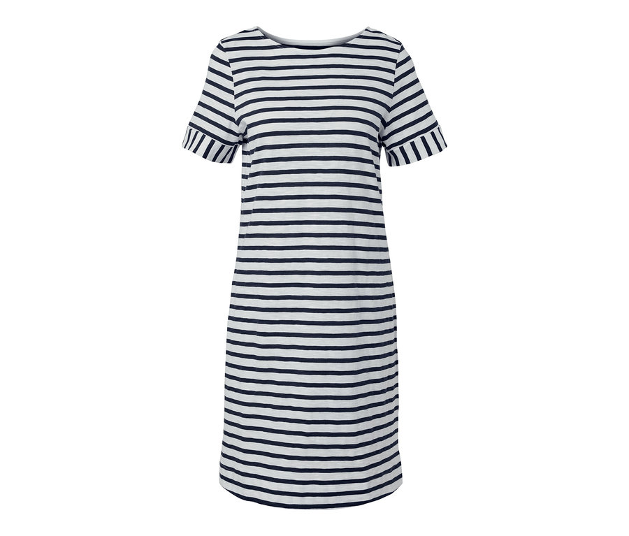 Çizgili jarse elbise.