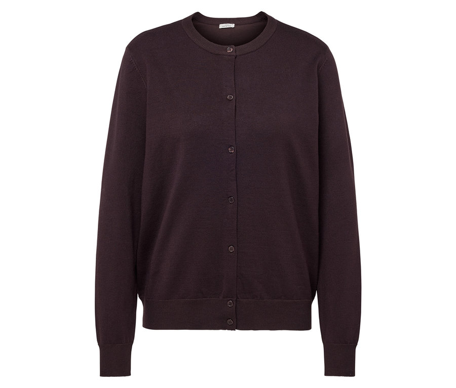 Uzun kollu ve düğmeli kahverengi triko hırka