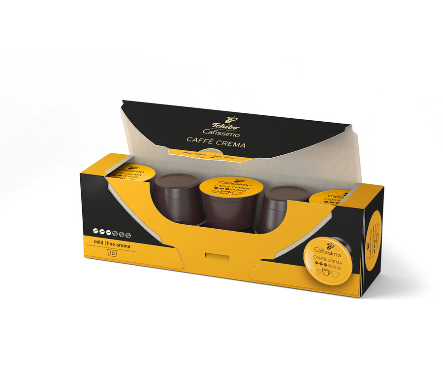 Caffè Crema Fine Aroma 80 Adet Kapsül Avantajlı Paket ambalajı ve 10'lu kapsül ambalajı