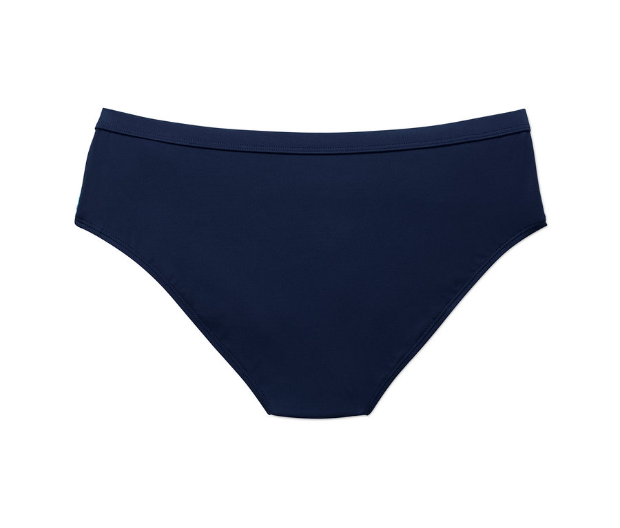 Beyaz arka planda lacivert spor bikini altı.