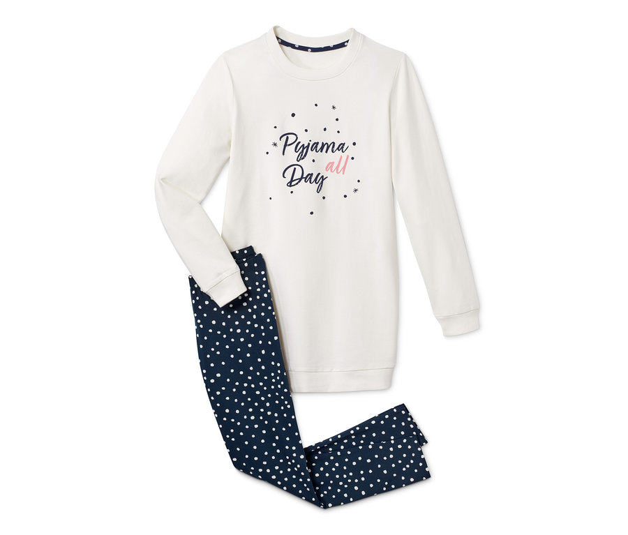 Pyjama all Day yazılı, beyaz taytlı pijama takımı.
