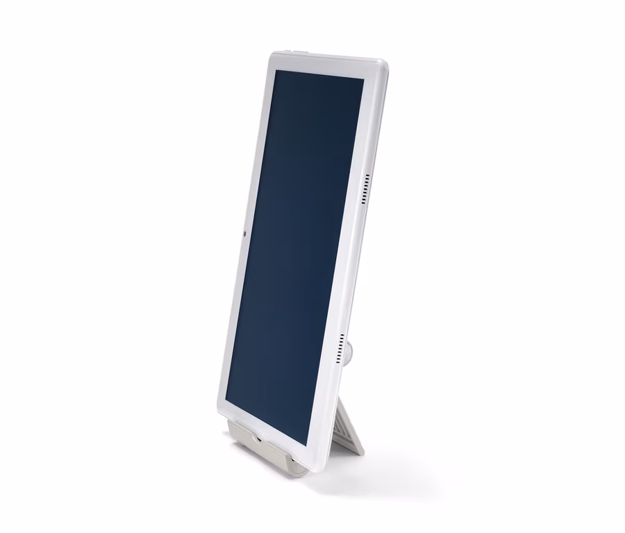 Gri renkli akıllı telefon ve tablet tutucu.