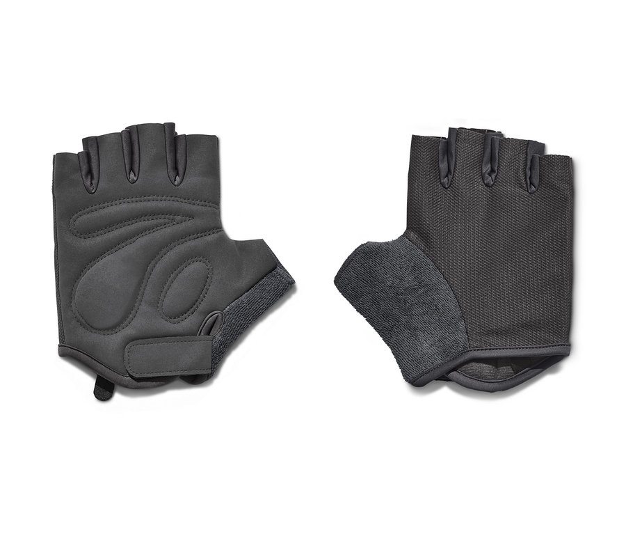 İki adet bisiklet eldiveni beyaz bir arka plan üzerinde yan yana duruyor.