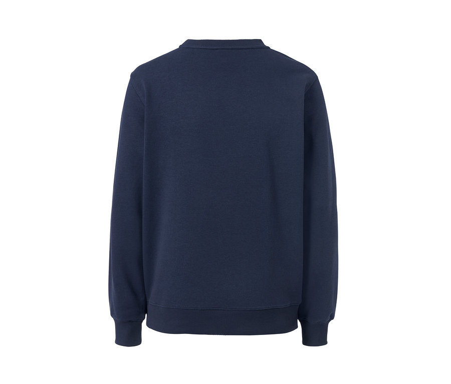 Arkadan görünümü lacivert sweatshirt.