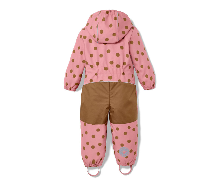 Kahverengi puantiyeli pembe softshell tulum