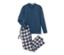 Lacivert kareli flanel pijama, uzun kollu üst ile birlikte.