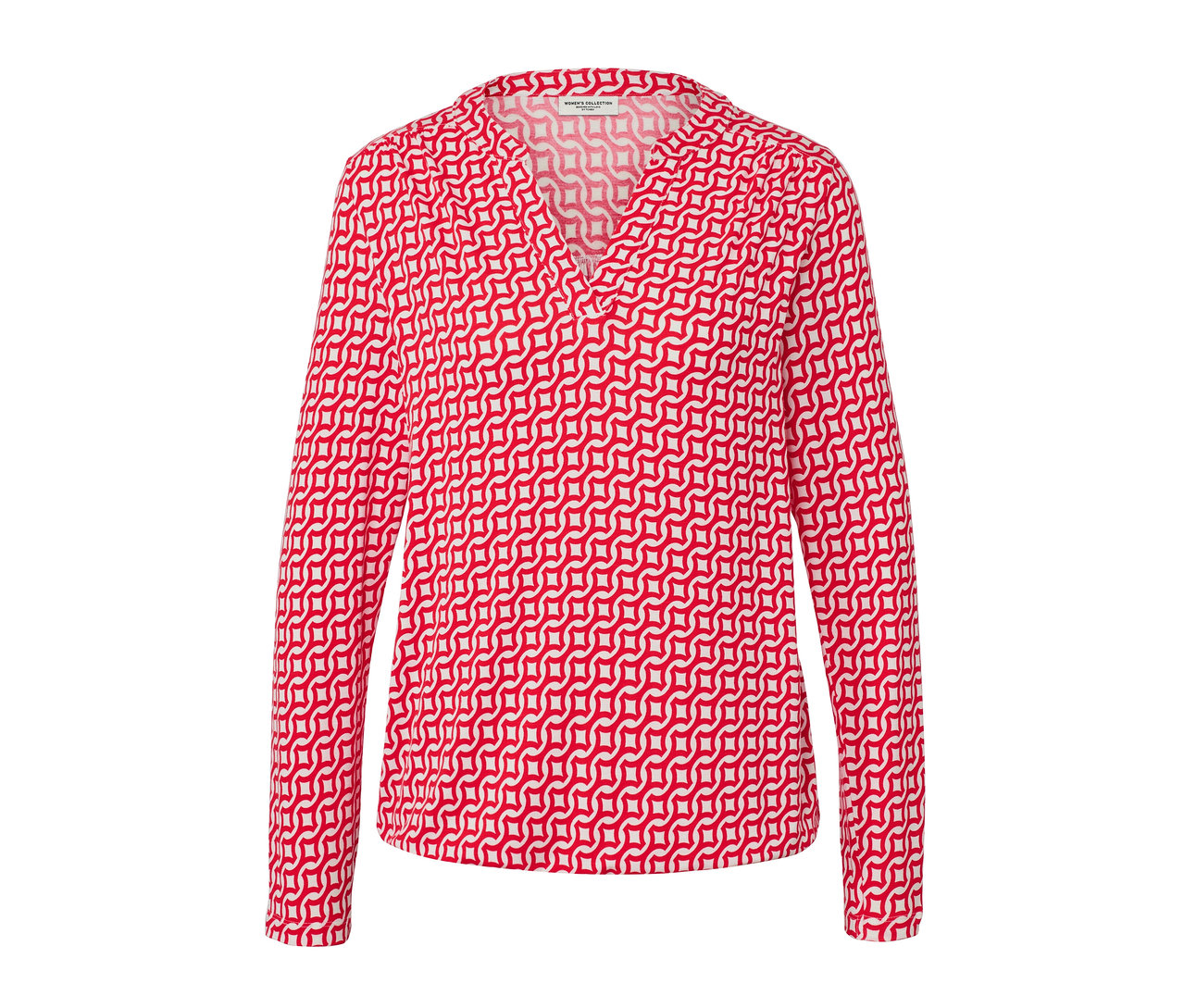 Kırmızı baskılı bluz.