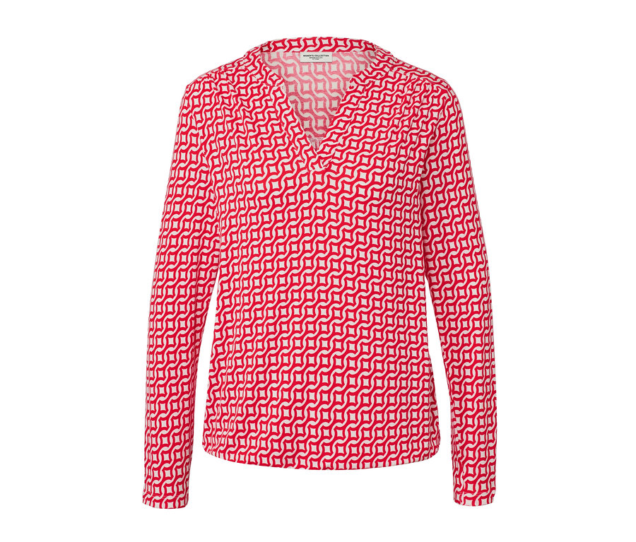 Kırmızı baskılı bluz.