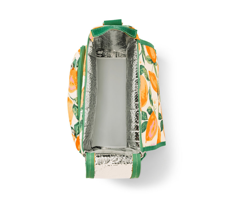 Açık, narenciye desenli mini soğutucu çanta